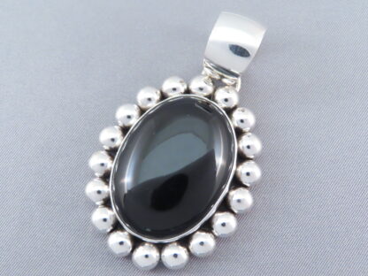 Onyx & Sterling Silver Navajo Pendant