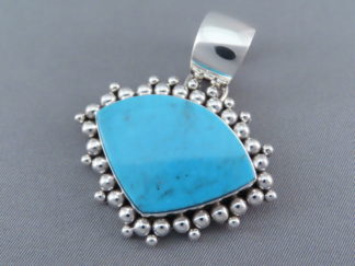 Navajo Jewelry - Mineral Park Turquoise Slider Pendant by Native American jeweler, Artie Yellowhorse $525- FOR SALE