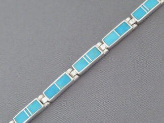 Turquoise Inlay Link Bracelet (more dainty)