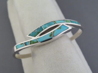 Shop Turquoise Bracelet - Sonoran Gold Turquoise Inlay Cuff Bracelet by Navajo Indian jeweler, Pete Chee $385- FOR SALE