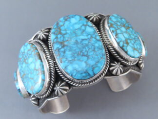 IMPRESSIVE Kingman Turquoise & Silver Cuff Bracelet by Andy Cadman