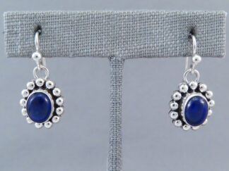 Shop Native American Jewelry - Small Sterling Silver & Lapis Earrings (hooks) by Artie Yellowhorse $145- FOR SALE