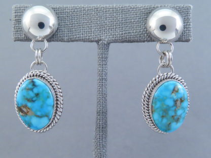 Kingman Turquoise Earrings by Artie Yellowhorse