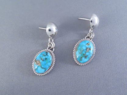 Kingman Turquoise Earrings by Artie Yellowhorse