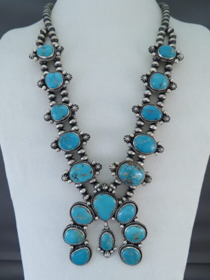 Fox Turquoise Squash Blossom Necklace