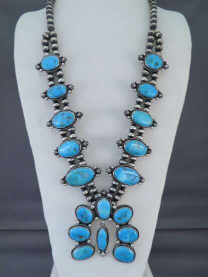 Blue Gem Turquoise Squash Blossom Necklace