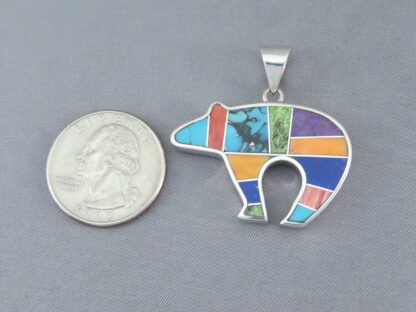 Inlaid Multi-Color Bear Pendant