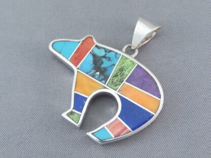 Inlaid Multi-Color Bear Pendant