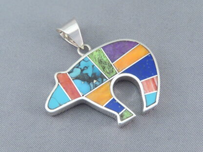 Inlaid Multi-Color Bear Pendant