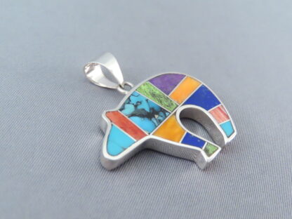 Inlaid Multi-Color Bear Pendant