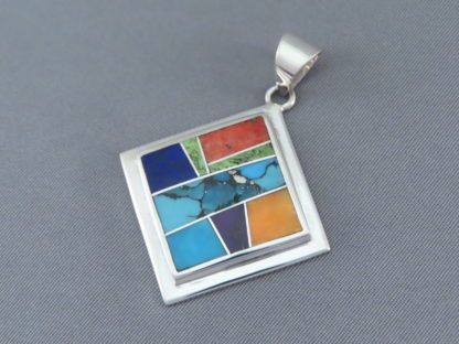 Inlaid Multi-Color Pendant (Diamond-Shaped)