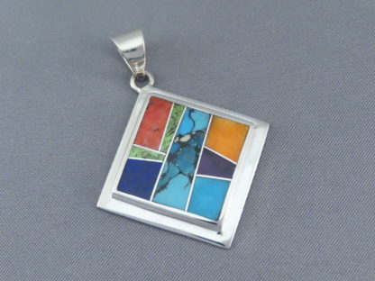 Inlaid Multi-Color Pendant (Diamond-Shaped)