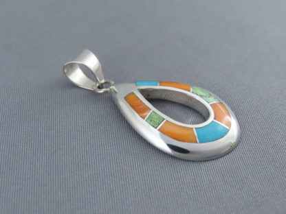 Colorful Multi-Stone Inlay Pendant (Open-Drop)