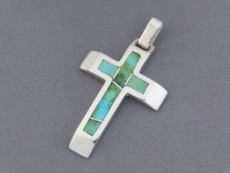 Green Turquoise Inlay Cross Pendant