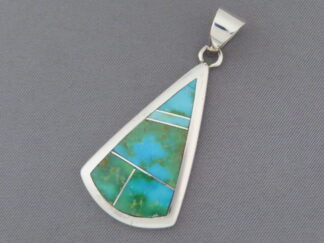 Shop Turquoise Jewelry - Sonoran Turquoise Inlay Pendant by Native American jeweler, Pete Chee $295- FOR SALE