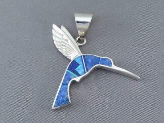 Inlaid Hummingbird - Lapis & Opal Inlay Hummingbird Pendant by Native American Jeweler, Tim Charlie $285- FOR SALE