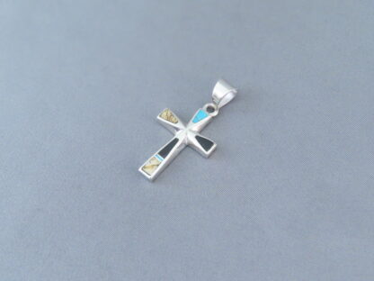 Multi-Stone Inlay Cross Pendant featuring Turquoise