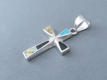 Multi-Stone Inlay Cross Pendant featuring Turquoise