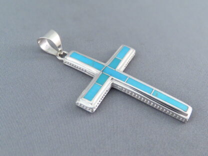 Turquoise Inlay Cross Pendant (Larger)