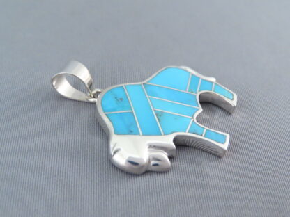 Turquoise Inlay Bison Pendant