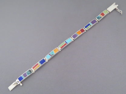 Inlaid Multi-Color Link Bracelet
