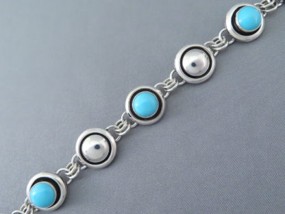 Sleeping Beauty Turquoise & Sterling Silver Link Bracelet by Artie Yellowhorse