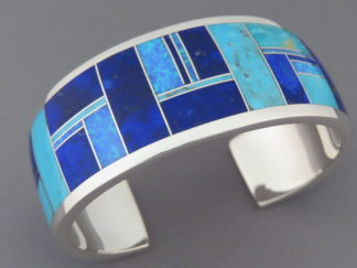 Inlay Jewelry - Turquoise & Lapis & Opal Inlay Bracelet Cuff by Native American jeweler, Peterson Chee $895- FOR SALE
