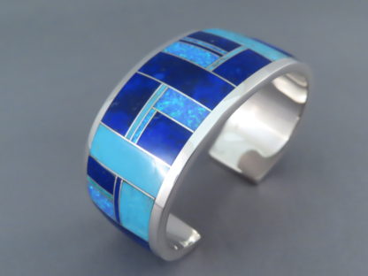 Inlay Cuff Bracelet with Turquoise, Opal, & Lapis