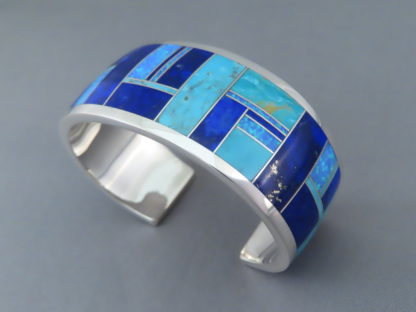 Inlay Cuff Bracelet with Turquoise, Opal, & Lapis