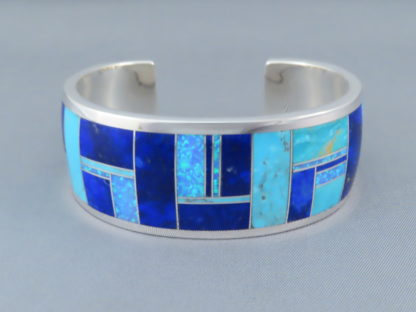 Inlay Cuff Bracelet with Turquoise, Opal, & Lapis