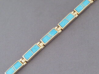 14kt Gold & Turquoise Inlay Link Bracelet
