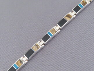 Multi-Stone Inlay Link Bracelet featuring Turquoise