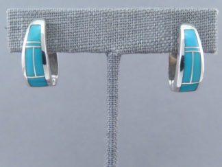 Turquoise Inlay Earrings (Huggies)