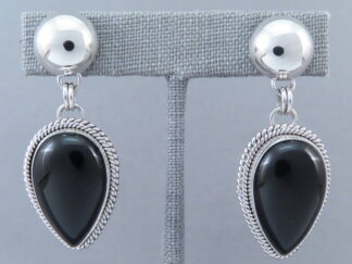 Native American Jewelry - Dangling Post Black Onyx Earrings by Navajo jeweler, Artie Yellowhorse $195-