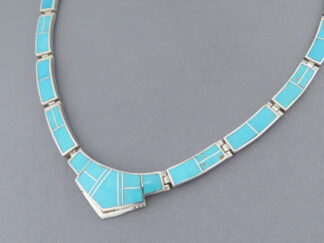 Shop Inlay Jewelry - Turquoise Inlay Necklace by Native American Navajo Indian jeweler, Tim Charlie $1,095- FOR SALE