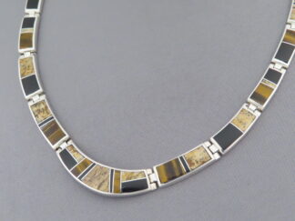 Shop Native American Jewelry - Full Multi-Stone Inlay Necklace by Navajo jeweler, Tim Charlie $1,050- FOR SALE