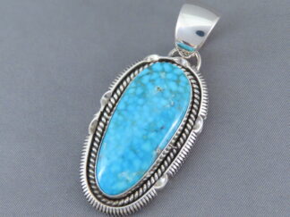 Shop Turquoise Jewelry - Sterling & Kingman Turquoise Pendant by Native American jeweler, Artie Yellowhorse $595- FOR SALE