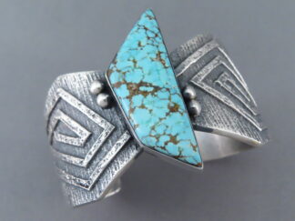 Nevada Blue Turquoise Sandcast Bracelet Cuff by Native American jeweler, Aaron Anderson FOR SALE $1,100-