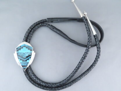 Finely Inlaid Bolo Tie with Black Jade & Turquoise