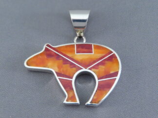 Fine Inlay Bear Pendant with Spiny Oyster Shell