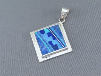 Lapis & Opal Inlay Pendant (Diamond-Shaped)