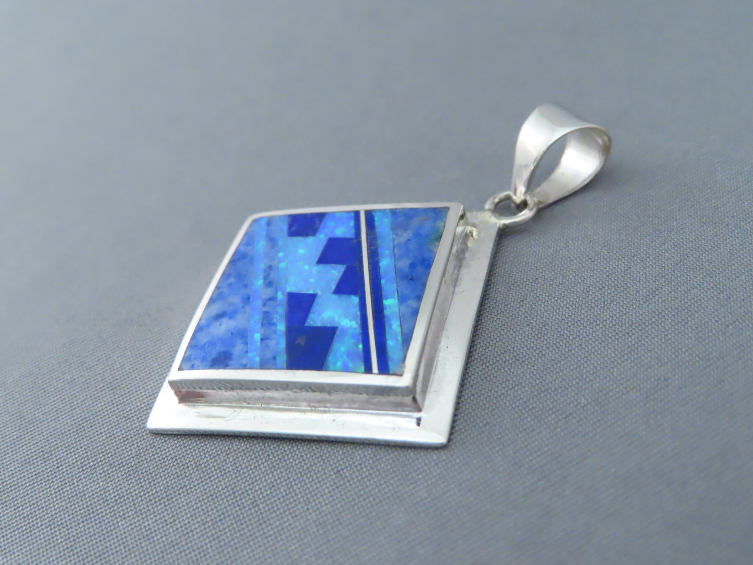 LOVELY Lapis Opal Inlay Pendant Native American Jewelry Inlay
