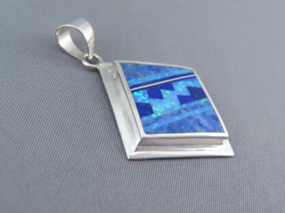 Lapis & Opal Inlay Pendant (Diamond-Shaped)