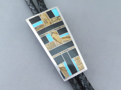 Multi-Stone Inlay Bolo Tie