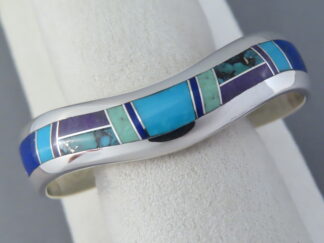 Inlaid Multi-Stone Cuff Bracelet