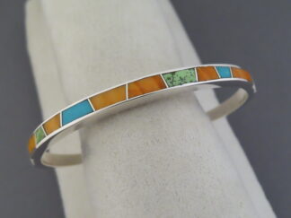 Colorful Multi-Stone Inlay Cuff Bracelet