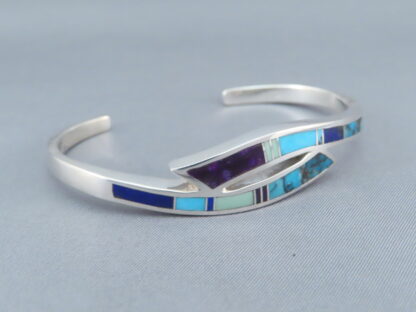 Inlaid Multi-Stone Bracelet Cuff