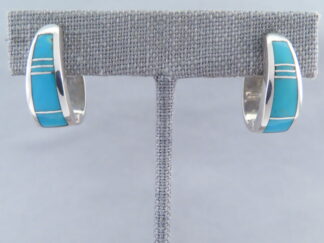 Turquoise Inlay Earrings (Huggies)