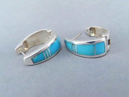 Turquoise Inlay Earrings (Huggies)