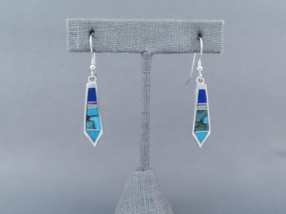 Long Dangling Inlaid Multi-Stone Earrings